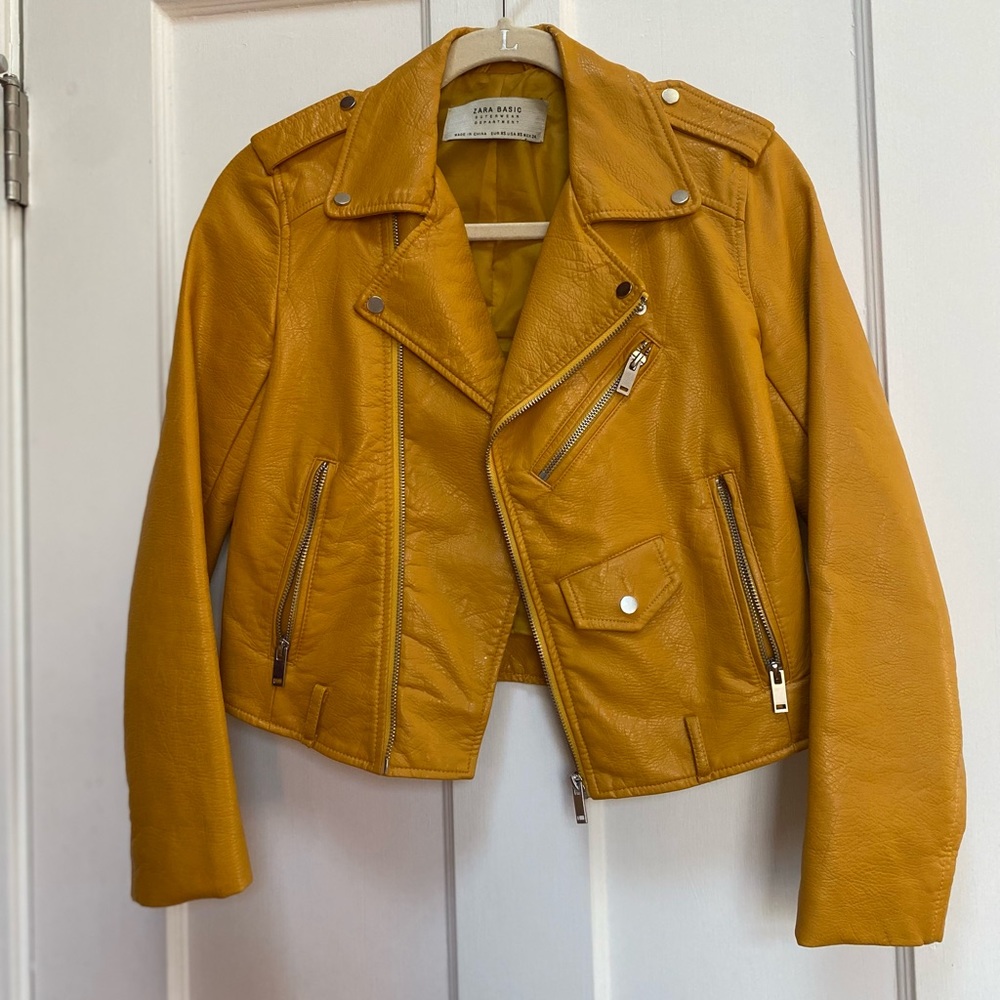 Mustard yellow biker jacket